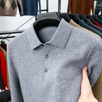 Men's Turn-over Collar Polo Shirt Knitwear Fashion Long Sleeve Bottoming Shirt