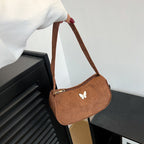 Solid Color Corduroy Butterfly Large Capacity Shoulder Bag
