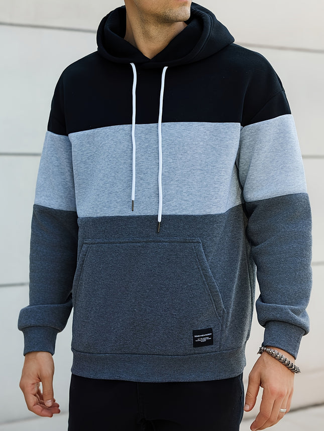 Men's Color Block Hoodie Sweatshirt Loose Fit With Pockets