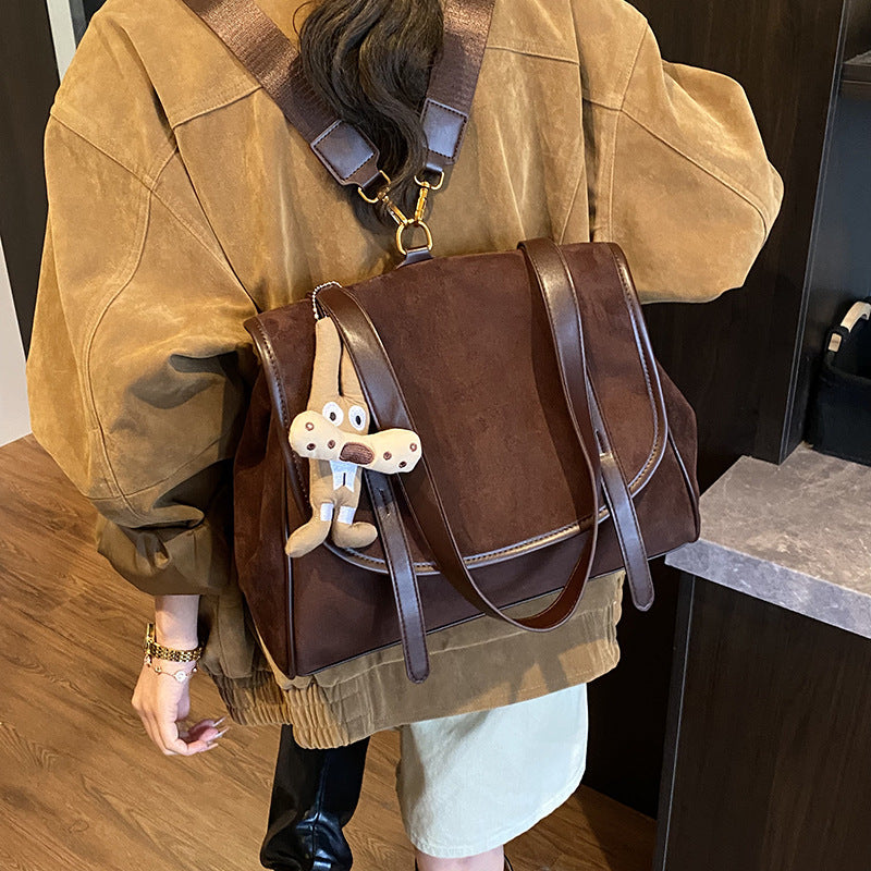 British Retro Suede Briefcase Women's Fashion Large Capacity