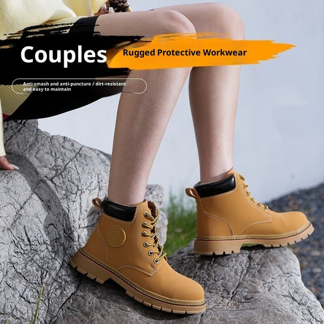 New Mid-top Steel Toe Cap Safety Protective Footwear Anti-smashing And Anti-penetration Antiskid Shoe Hover Image