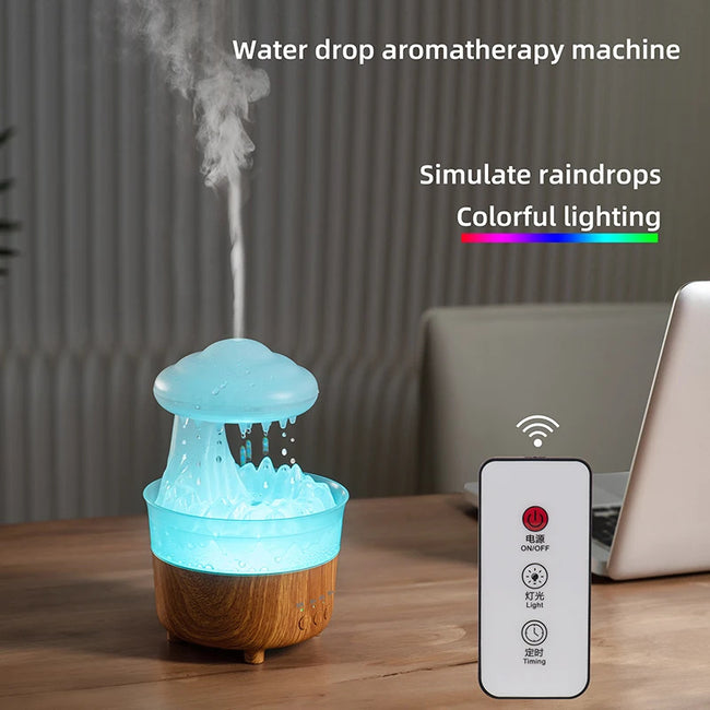 Rain Cloud Night Light Humidifier With Raining Water Drop Sound And 7 Color Led Light Essential Oil Diffuser Aromatherapy Main Image