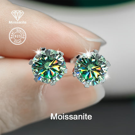 925 Silver Moissanite 2ct Six Prong Classic Earrings Women