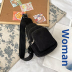 Flannel Corduroy Casual Simple Large Capacity Cross-body Shoulder Chest Bag