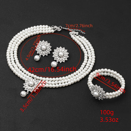 Simple Stylish Necklace Earrings Bracelet Set Wedding