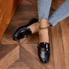 Casual All-Match Patent Leather Square Toe Leather Shoes