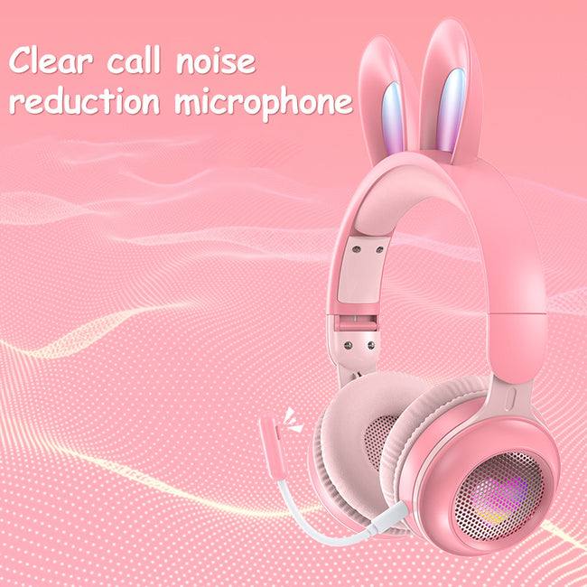 Rabbit Ear Headphones Wireless Luminous Extendable Wheat Headphones Main Image