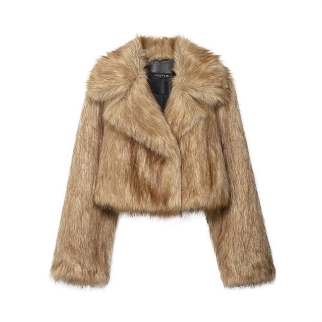 Women's Casual Artificial Fur Effect Short Coat Hover Image