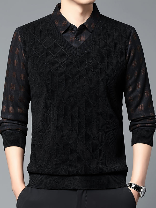 Mens Winter Collar Sweatshirt Velvet Lining Cozy Warmth