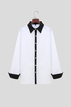 A Handsome Business And Fashionable Long-sleeved Shirt With Contrasting Colors For A Teenage Man