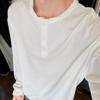 Black American Henry Collar Long-sleeved Men's Top