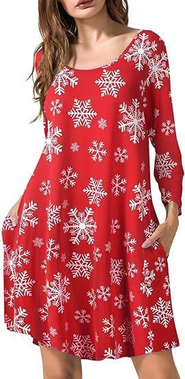Halloween Christmas Holiday Color Casual Printed T-shirt Dress