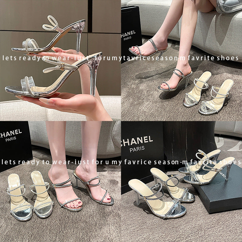 Plus Size Ladies New Rhinestone High Heel Shoes