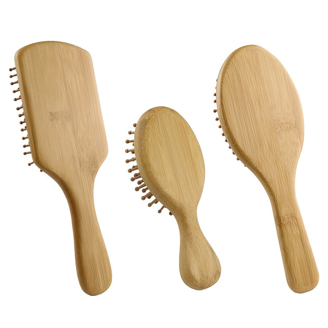Six Piece Bamboo Hair Brush Set For Men And Women With Combs