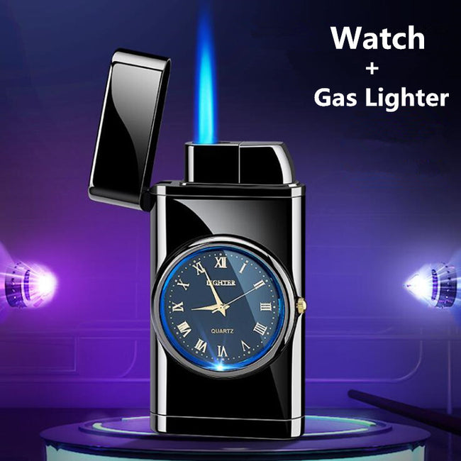 Personalized Creative Multifunctional Electronic Watch Cigarette Lighter-in-one Body Multi-purpose LED Flashing Lamp Gift Lighter Hover Image