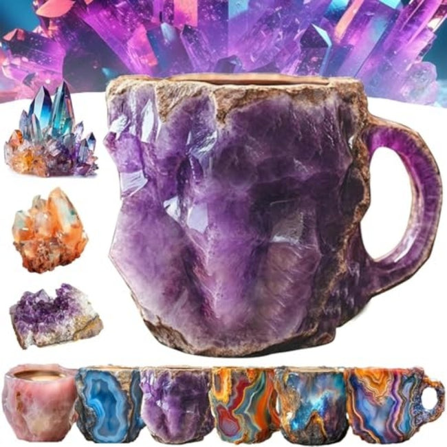 400ml Resin Mineral Crystal Coffee Mugs With Handles Elegant Fake Mineral Crystal Cup For Workplace Home Decor Christmas Gift Kitchen Gadgets Hover Image