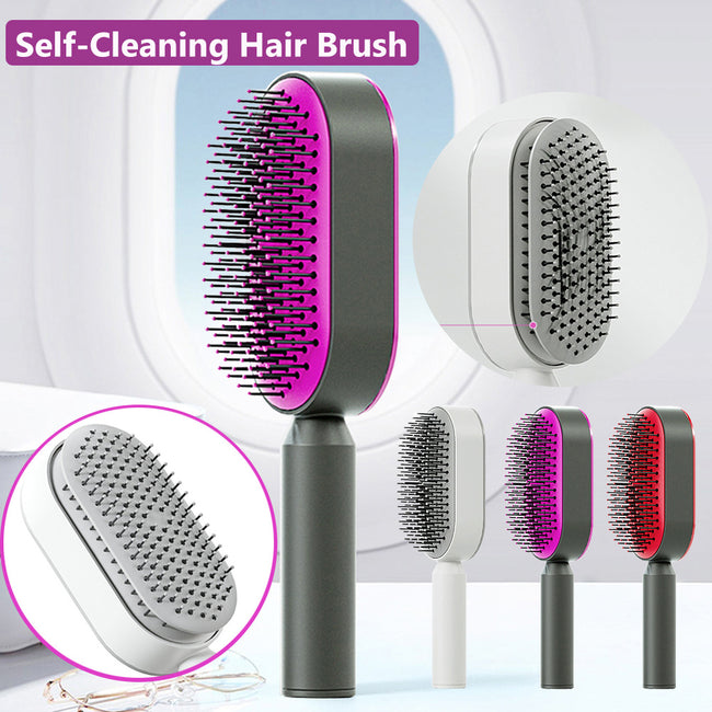 Self Cleaning Hair Brush For Women One-key Cleaning Hair Loss Airbag Massage Scalp Comb Anti-Static Hairbrush Hover Image