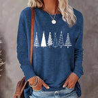 Christmas Shirts For Women, Cute Christmas Tree Graphic Long Sleeve T-Shirt, Funny Holiday Xmas Top For Party, Family Matching PJ Outfit
