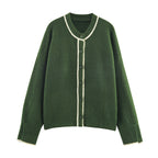 Women's Contrast Color Trim Knitted Coat
