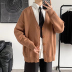 Simple V-neck Loose And Lazy Style Solid Color Sweater