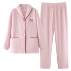 Flannel Thick Warm Long Sleeves Coral Fleece Couple Pajamas Suit