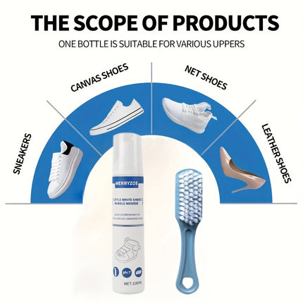 White Shoe Cleaner 100ml Foam Detergent With Brush