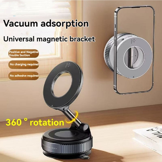 Magnetic Phone Holder With Vacuum Suction Foldable Adjustable Car Mount Magnetic Bracket Suction Nonslip For Busy Commuters Hover Image