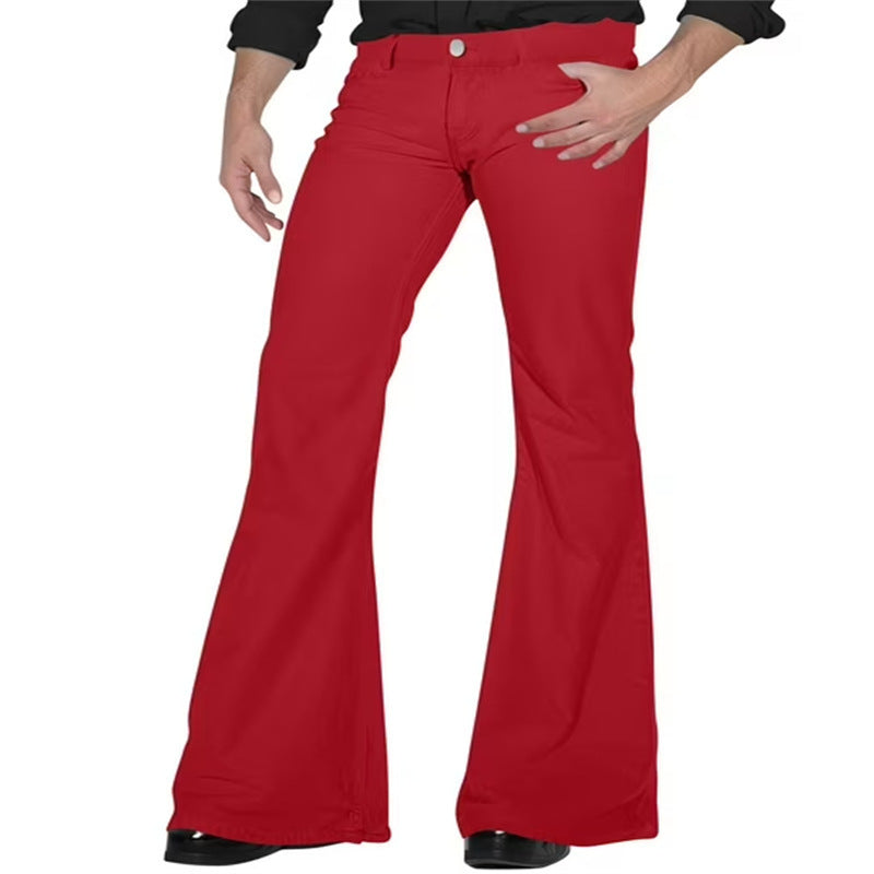 Solid Color Daily Casual Stretch Slim Retro Bell-bottom Pants