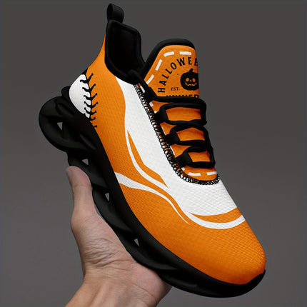 Mens Plus Size Baseball Inspired Athletic Sneakers Orange