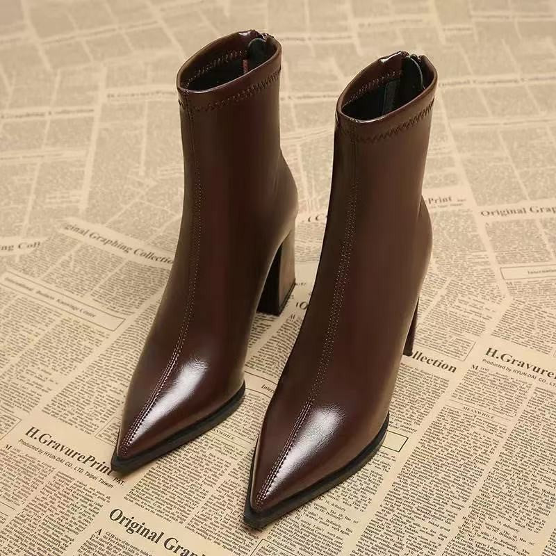 Women's New Casual Simple Graceful High Heel Martin Boots