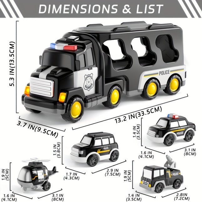 5 In 1 Police Cars Toys For Boys And Girls 3 Plus Light