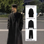 Mid-length Thick Loose Below The Knee Korean Style Trench Coat Suit Woolen Coat