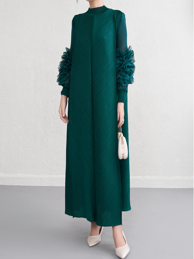 Elegant Long Sleeve White Gown With Ruffled Details A Line