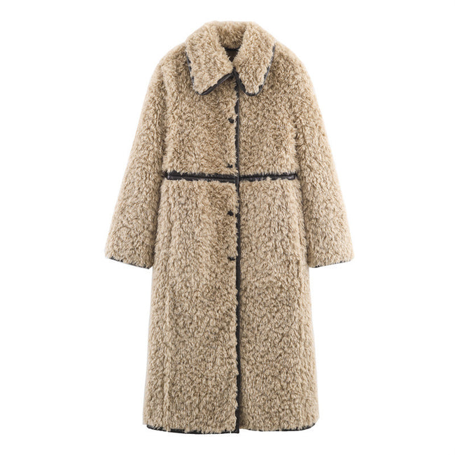 Women's Elegant Fleece Long Overcoat Outerwear Hover Image