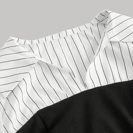 Elegant Striped Polyester Blouse For Women Machine Washable