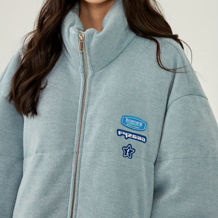Star And Letter Graphic Zip Jacket Y2K Streetwear Coat