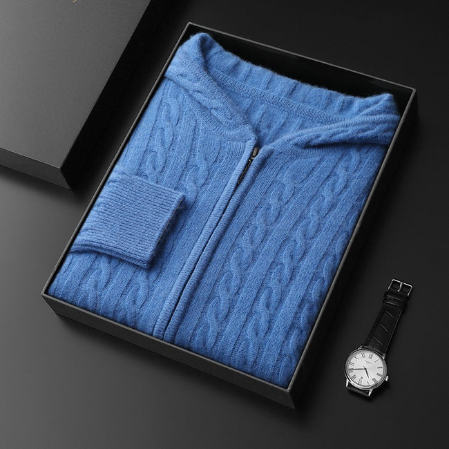 Men's Hooded Loose Long Sleeves Thick Twist Knitted Sweater Hover Image