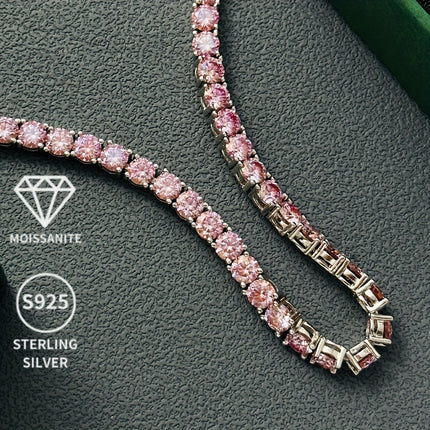 Mens Tennis Bracelet S925 Silver Half Carat Pink Moissanite