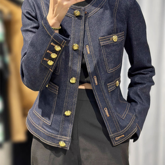 Early Autumn New Denim Short Coat Hover Image