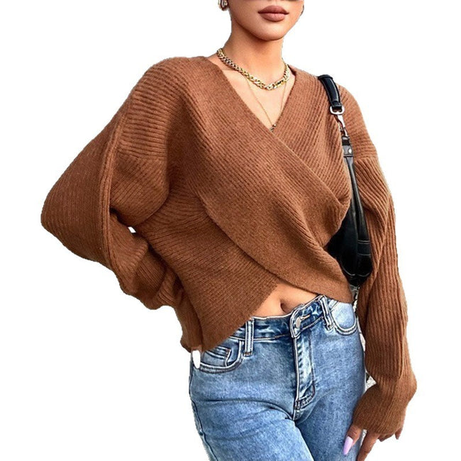 British Style Loose Long Sleeve Polyester Knitted Sweater Striped Main Image