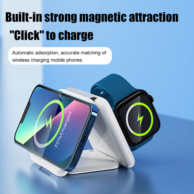 Folding Magnetic Suction Wireless Charger 3-in-1 Hover Image