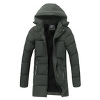 Men's Thick Mid-length Hooded Cotton Jacket