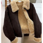 Autumn And Winter New Warm Thickened Imitation Lamb Wool Deerskin Velvet Leather Jacket