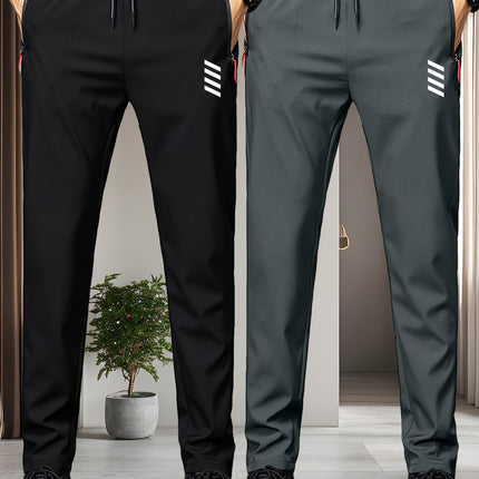 Two Pack Mens Casual Jogger Pants With Zipper Pockets