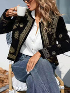 Coat Round Neck Hooded Casual Women's Printed Wear