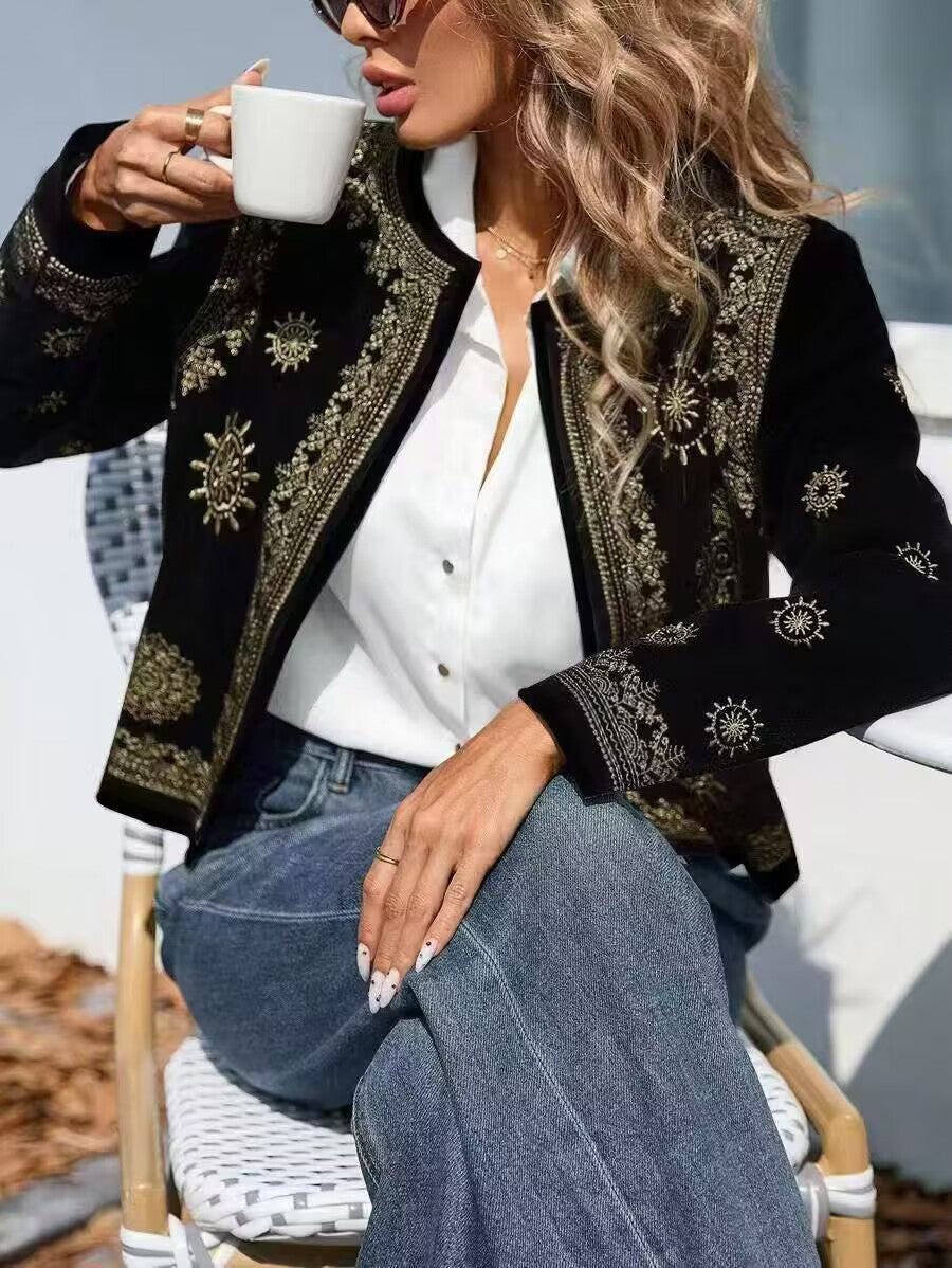 Coat Round Neck Hooded Casual Women's Printed Wear