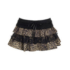Dark Asian Punk Lace Stitching Bow Skirt