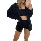 Fashion Casual Three-piece Suit Coat Vest Shorts Sports Suit