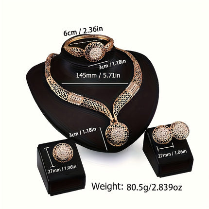 Bridal Jewelry Set Middle Eastern Golden Bangle Rhinestones