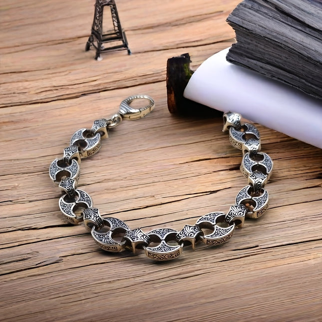 925 Sterling Silver Mens Bracelet With Interlocking Design